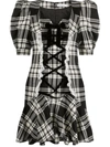 ALESSANDRA RICH ALESSANDRA RICH CHECKED LACE-UP DRESS