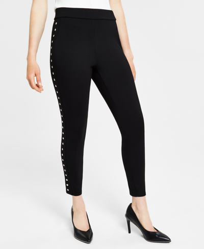 Bar Iii Plus Size Side-studded Leggings, Created For Macy's In Deep Black
