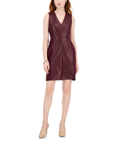 Inc International Concepts Women's Faux-leather And Ponte Dress, Created For Macy's In Port