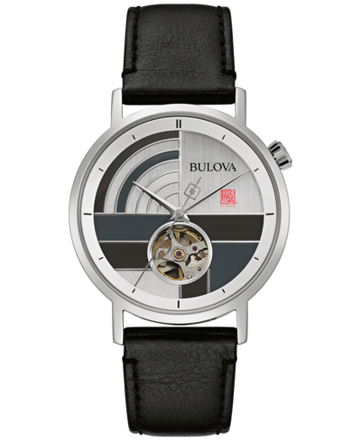 Bulova Men's Automatic Frank Lloyd Wright The Oculus Black Leather Strap Watch 39mm In Multi/black