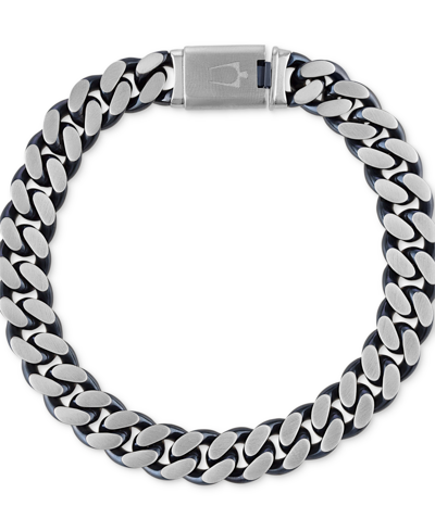 Bulova Men's Classic Curb Chain Bracelet In Blue-plated Stainless Steel In Na