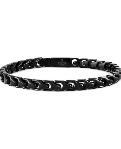 Bulova Men's Link Bracelet In Black-plated Stainless Steel In Na