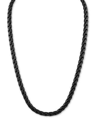 Bulova Men's Link Chain 24" Necklace In Black-plated Stainless Steel In Na