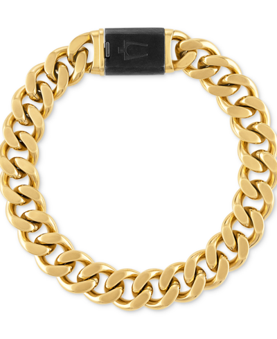 Bulova Men's Classic Curb Chain Bracelet In Gold-plated Stainless Steel In Na