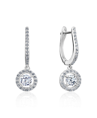 Club Rochelier 5a Cubic Zirconia Geometric Halo Drop Earrings In Grey