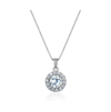CLUB ROCHELIER 5A CUBIC ZIRCONIA ROUND PENDANT NECKLACE SILVER
