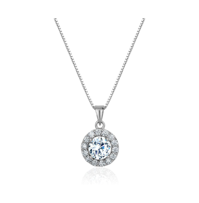 Club Rochelier 5a Cubic Zirconia Round Pendant Necklace In Grey