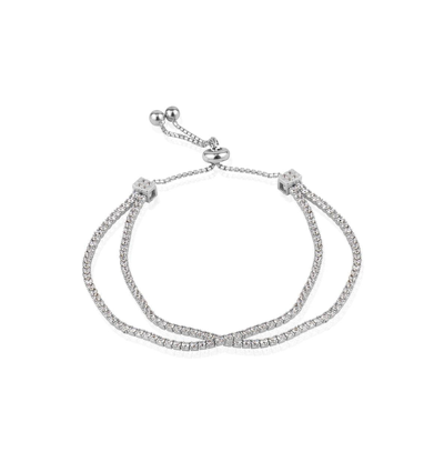 Club Rochelier 5a Cubic Zirconia Double Strand Bracelet In Grey