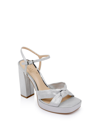 Jewel Badgley Mischka Women's Valencia Square Toe Evening Platform Sandals In Silver Metallic