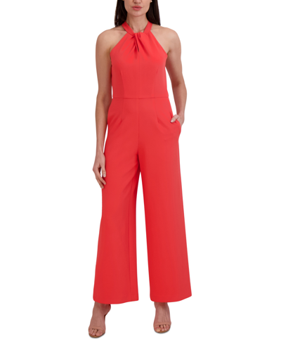 JULIA JORDAN TWIST-FRONT HALTER JUMPSUIT