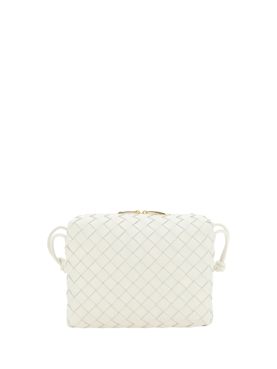 Bottega Veneta Womens White Candy Loop Micro Intrecciato Leather Cross-body Bag