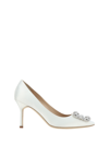 Manolo Blahnik Hangisi Crystal Buckle Pump In Lcrm