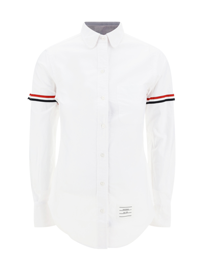Thom Browne Rwb-stripe Cotton Shirt In White