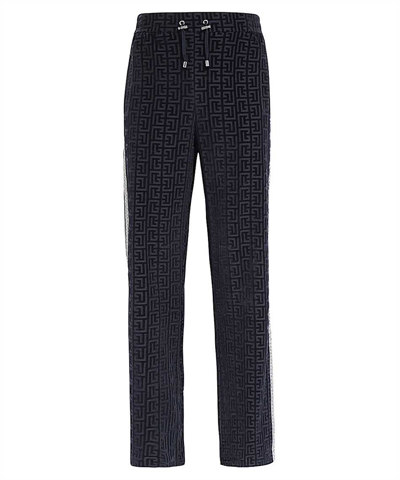 Balmain Velvet Monogram Pyjama Trousers In Black
