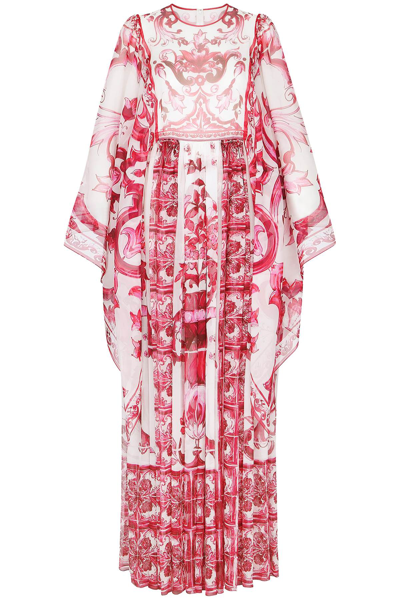 Dolce & Gabbana Tile-print Silk Chiffon Maxi Dress In Multi-colored