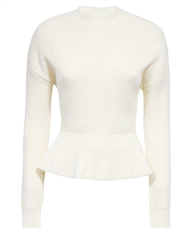 Chloé Peplum Wool Sweater In White