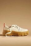 Sorel Caribou Leather Chunky Sneakers In White