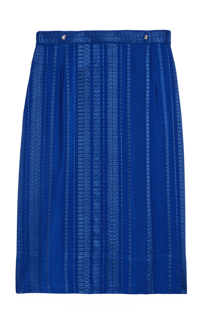 Zeus + Dione Nemea Silk-blend Wrap Skirt In Blue