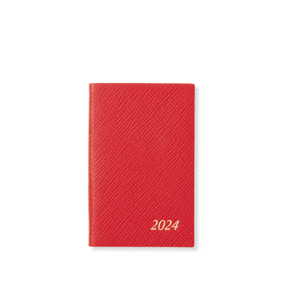 Smythson 2024 Wafer Weekly Agenda In Panama In Scarlet Red