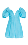 Cult Gaia Asal Ruffled Off-shoulder Mini Silk Dress In Nile