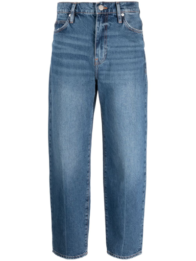 Frame High-waist Cropped-leg Jeans In Blue