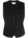 Vince Cutaway Crepe Vest In Black