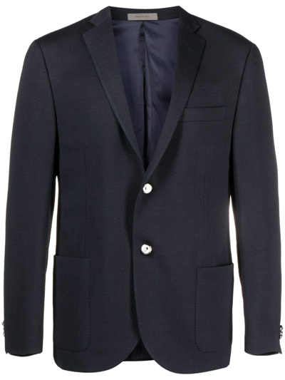 Corneliani Textured-finish Single-breasted Blazer In Blue