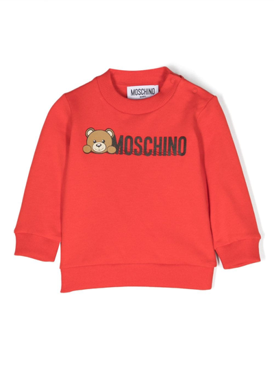 Moschino Babies' Logo-print Cotton Sweatshirt In Red
