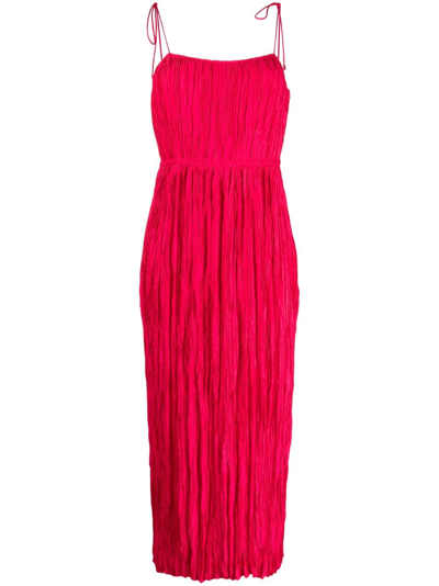 ULLA JOHNSON RUCHED TIE-STRAP MAXI DRESS