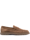 TOD'S SLIPPER PENNY-SLOT SUEDE LOAFERS