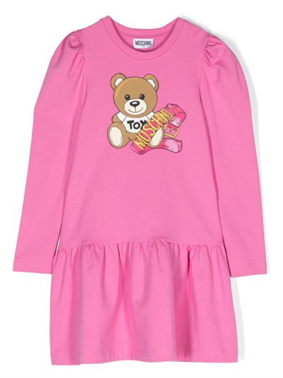 Moschino Kids' Teddy Bear-motif Minidress In Pink