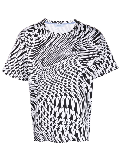 Mugler Swirling Star Printed Cotton T-shirt In Black&white