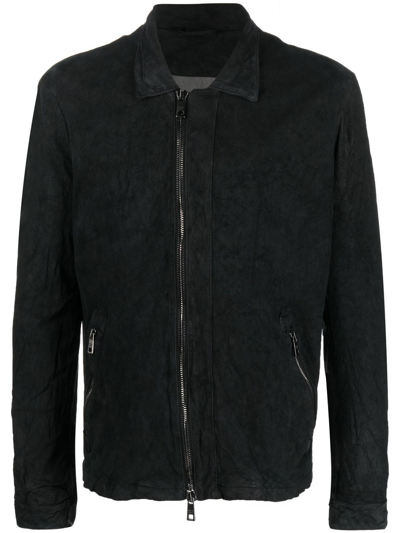 Giorgio Brato Zip-up Leather Hooded Jacket In Black