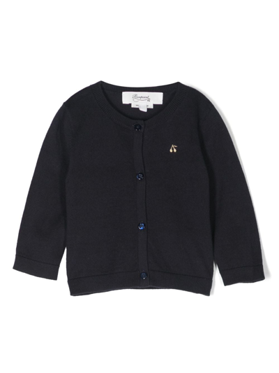Bonpoint Babies' Logo-embroidered Cotton Cardigan In Blue