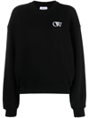 Off-white Flock Ow Logo Crewneck Sweatshirt In Black White