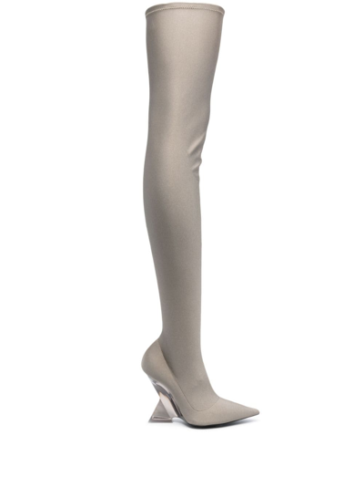 Attico Cheope Stretch-satin Over-the-knee Boots In Grey