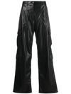 MSGM FAUX-LEATHER CARGO TROUSERS