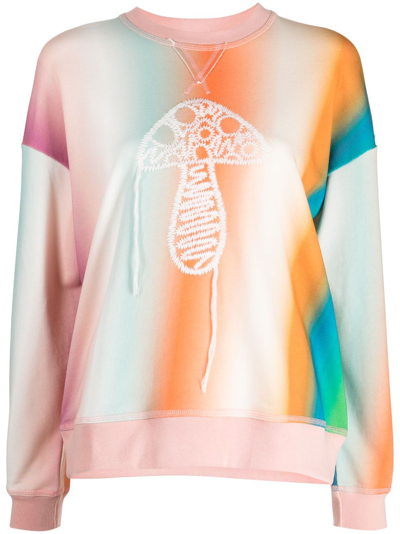 Mira Mikati Mushroom-embroidered Organic-cotton Sweatshirt In Orange
