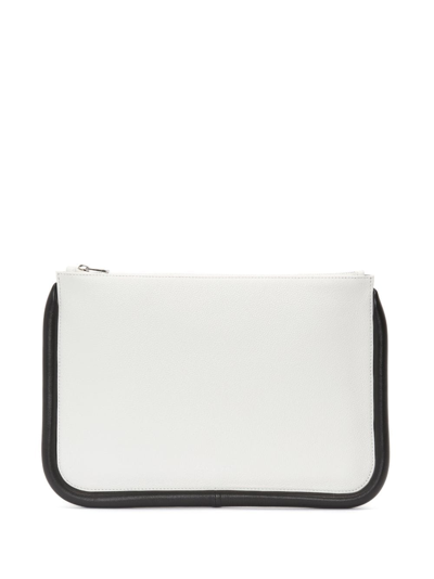 Jw Anderson Two-tone Design Leather Pouch In White