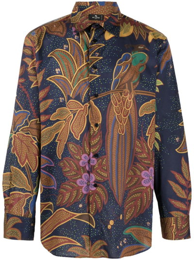 Etro Botanical-print Cotton Shirt In Multi