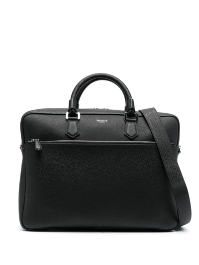 Serapian Men's Leather Double Briefcase In Black