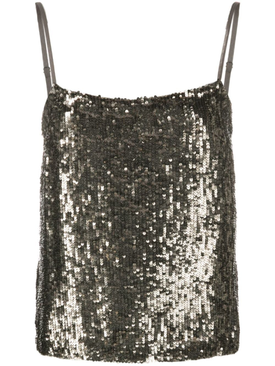 P.a.r.o.s.h Sequin-embellished Sleeveless Top In Grey