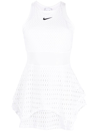 Nike Court Slam Mesh-trimmed Perforated Dri-fit Tennis Dress In White