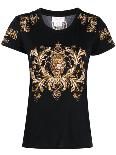 Camilla Duomo Dynasty-print Organic-cotton T-shirt In Black