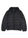 Stone Island Kids' Compass-patch Hooded Padded Jacket In Schwarz