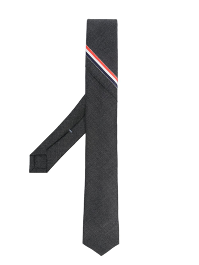 Thom Browne Rwb-stripe Wool Tie In Grey