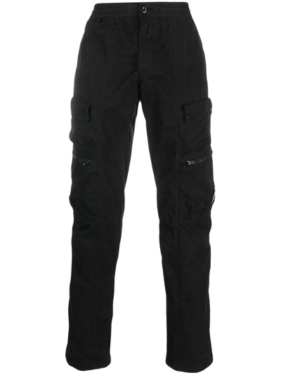 C.p. Company Logo-patch Cargo Pants In Black