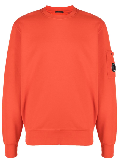 C.p. Company Lens Patch Detail Sweater In Orange
