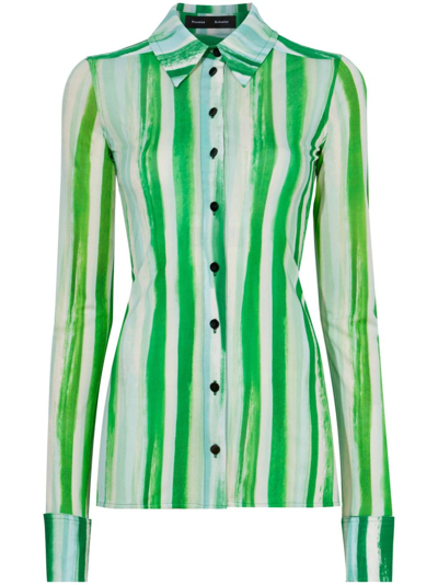 Proenza Schouler Watercolour-effect Long-sleeve Shirt In Green