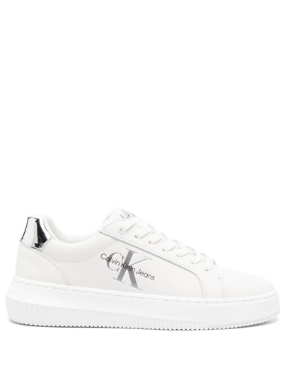 Calvin Klein Low-top Leather Sneakers In White